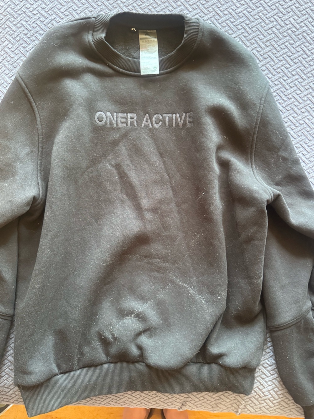 Oner Active Black Crewneck Sweatshirt with Tonal Logo